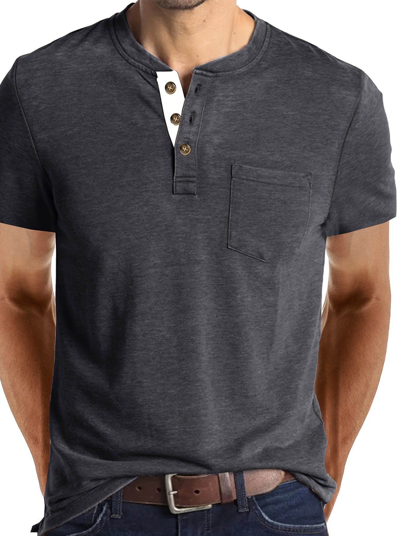 Ewald | Klassiek Henley Overhemd voor heren - Korte Mouwen, Trendy & Comfortabel voor Dagelijks Dragen