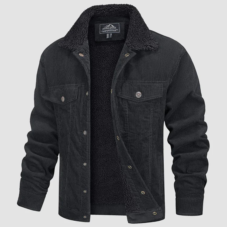 Ingarsson | Herenjas van corduroy met fleecevoering, drukknopen, casual en stijlvolle bovenkleding
