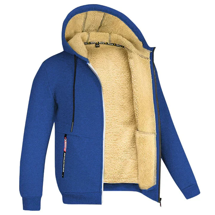 Quillon | Heren fleece hoodie met ritssluiting en schapenvachtvoering – Warme casual winterjas