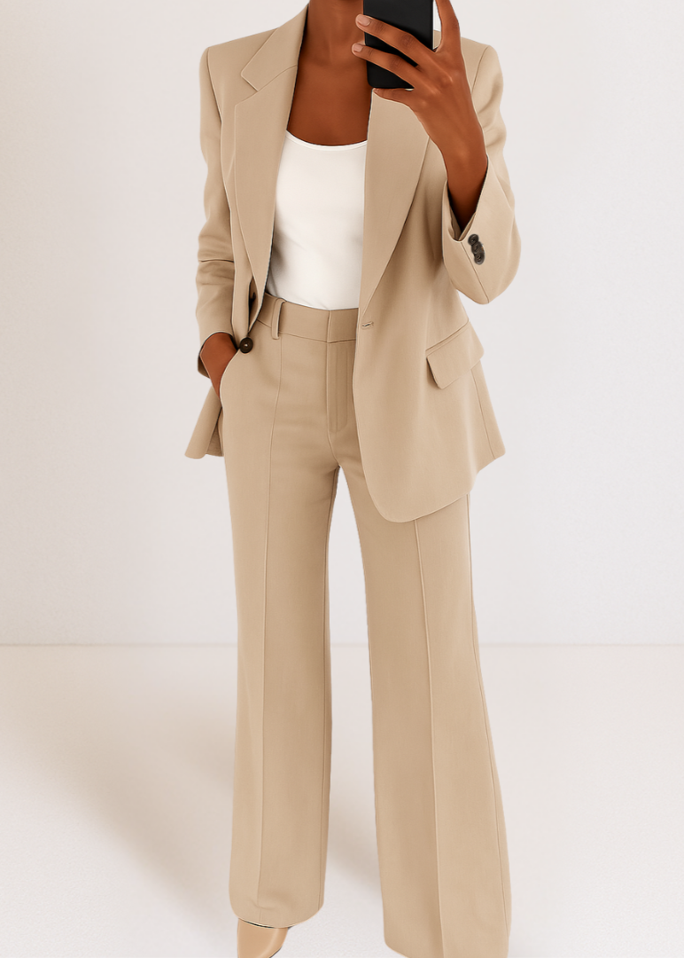 Tynara | Getailleerd tweedelig broekpak voor dames - blazer en broek met rechte pijpen, geschikt voor kantoor