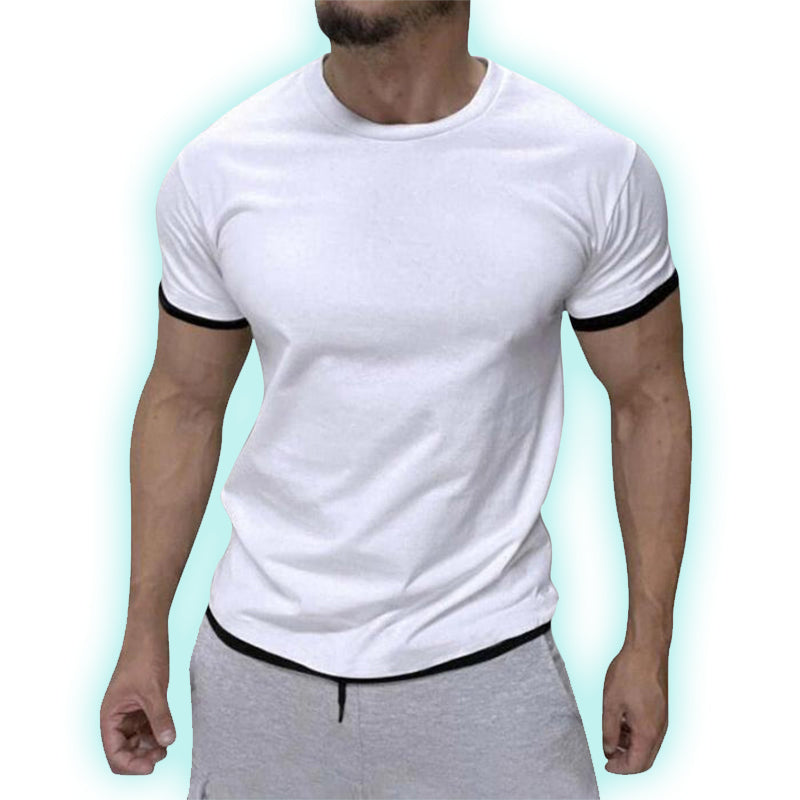 Jago | Klassiek katoenen T-shirt voor heren - Ronde hals, korte mouwen, contrasterende afwerking