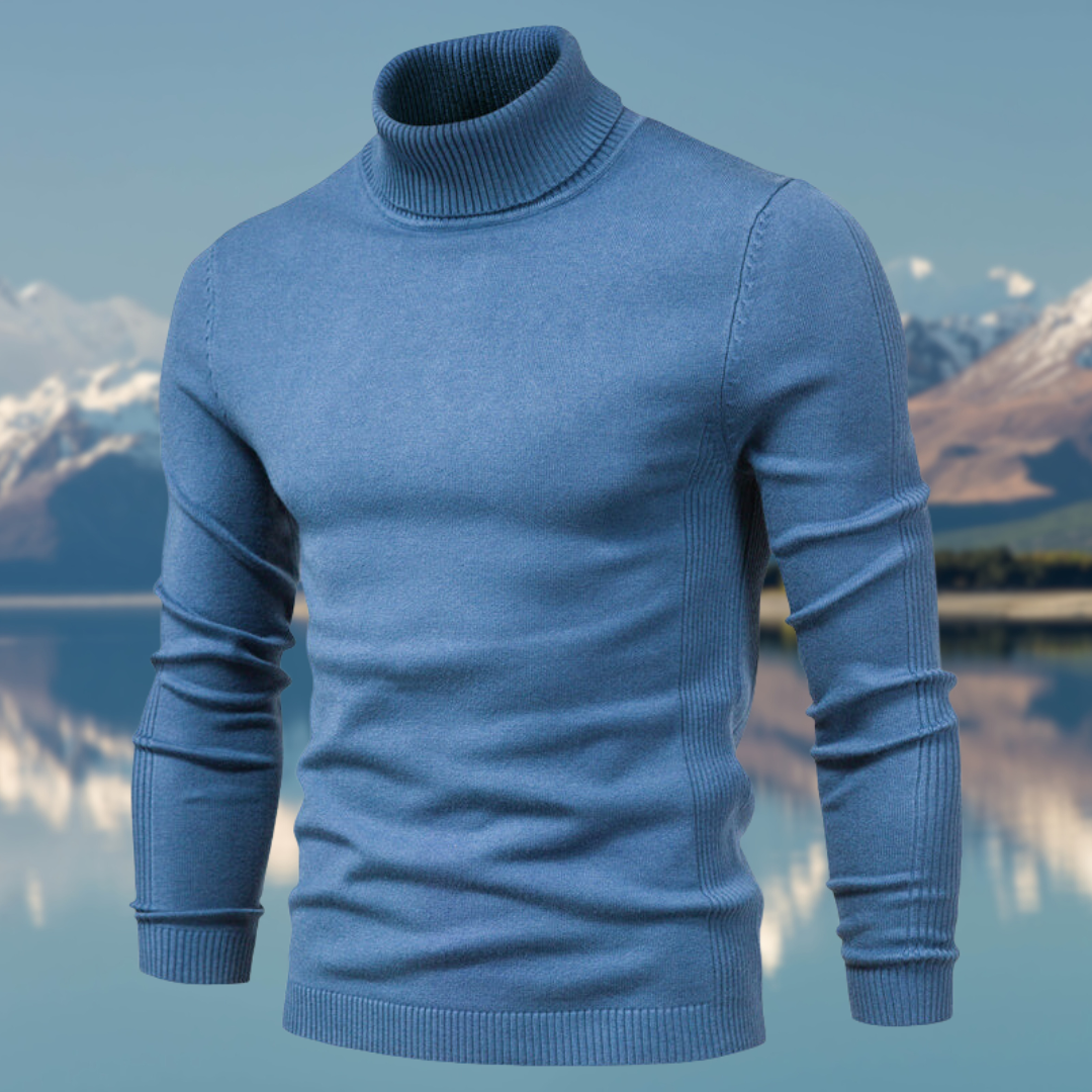 Bastiaan | Klassieke effen coltrui voor heren, gebreide trui met lange mouwen, casual wintertop