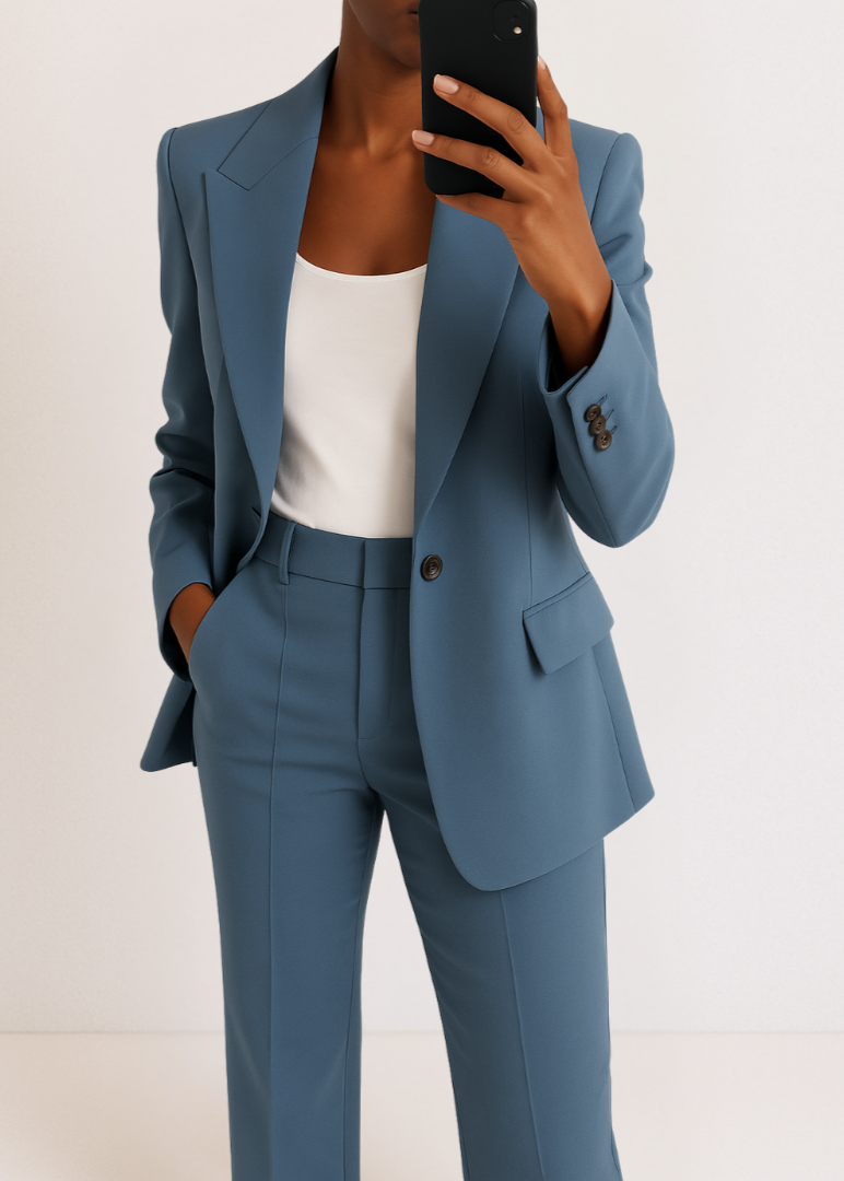 Tynara | Getailleerd tweedelig broekpak voor dames - blazer en broek met rechte pijpen, geschikt voor kantoor