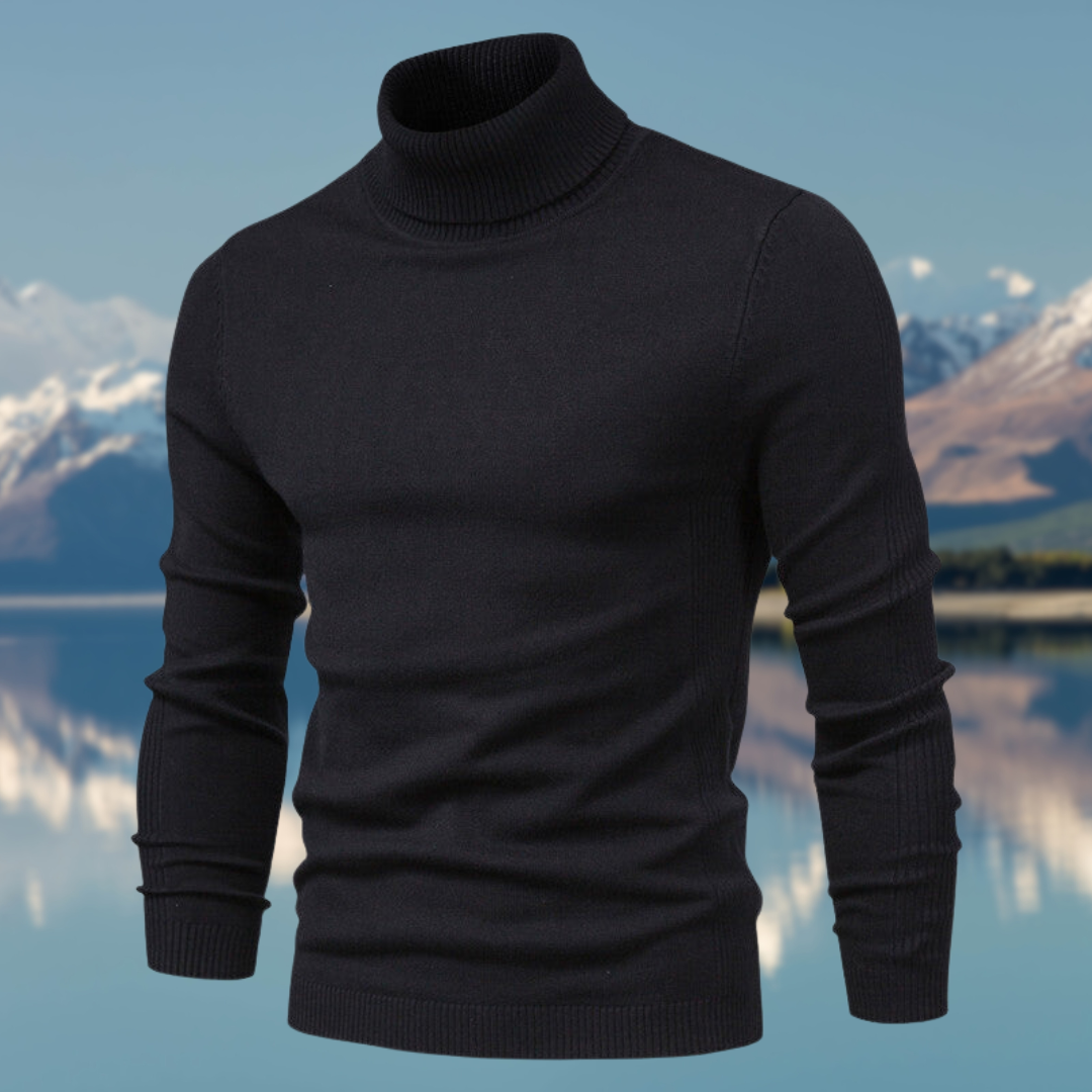 Bastiaan | Klassieke effen coltrui voor heren, gebreide trui met lange mouwen, casual wintertop