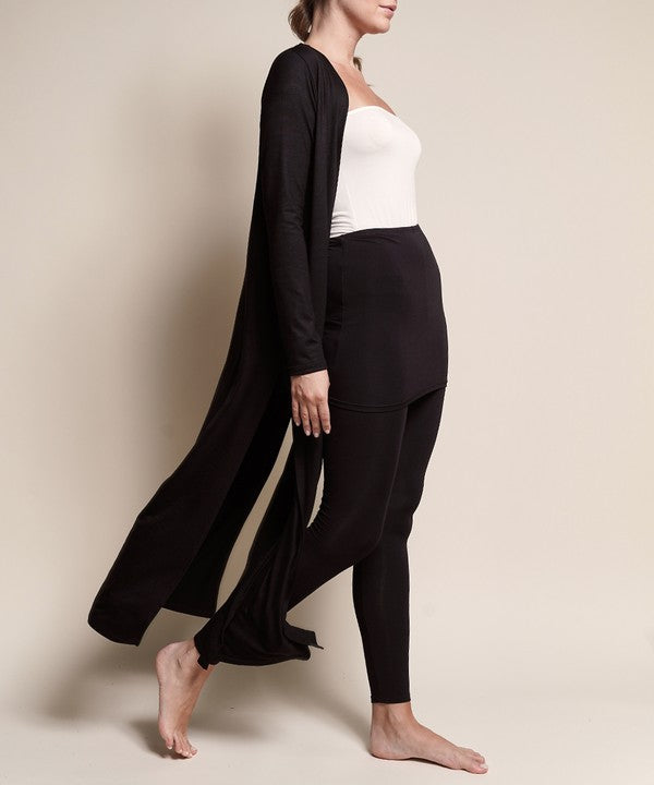 Juneth | Lang lichtgewicht gebreid damesvest van bamboe - ademend Maxi vest met open voorkant