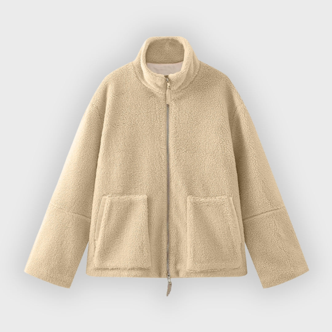 Chantal | Oversized fleecejas, opstaande kraag, comfortabele warme winterjas