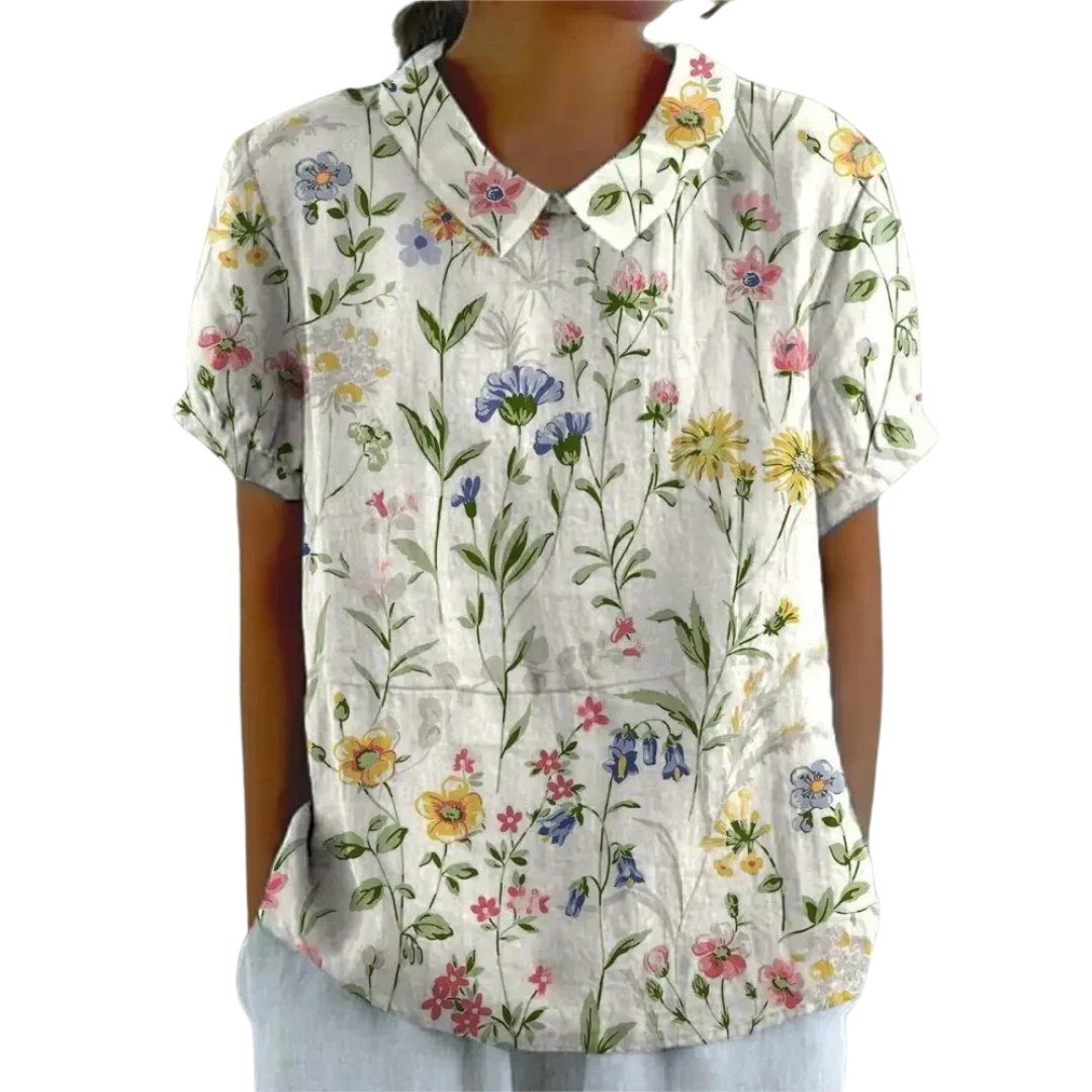 Cilka | Vrouwen Bloemenprint Casual Korte Mouwen Shirt - Lichtgewicht Zomer Blouse