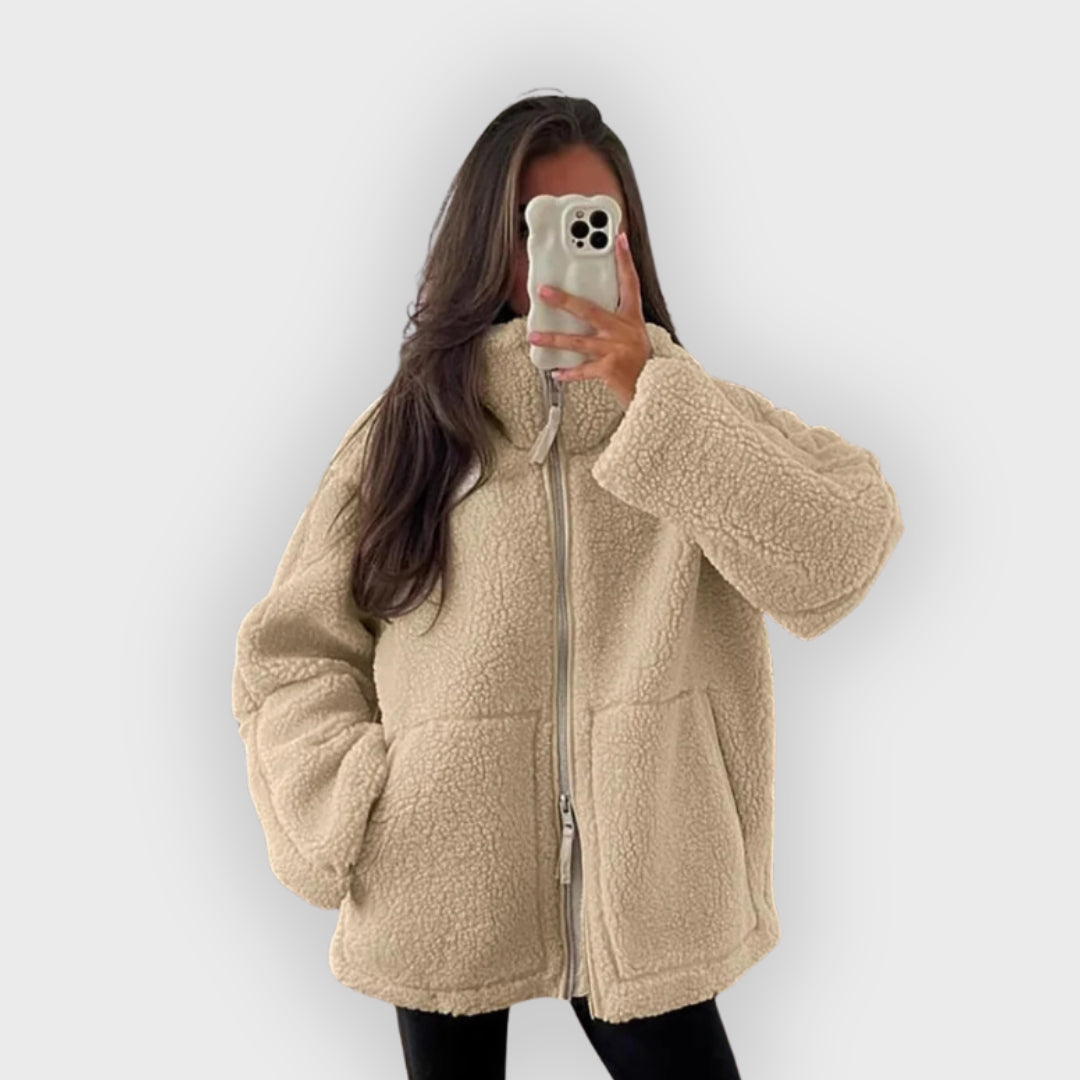 Chantal | Oversized fleecejas, opstaande kraag, comfortabele warme winterjas