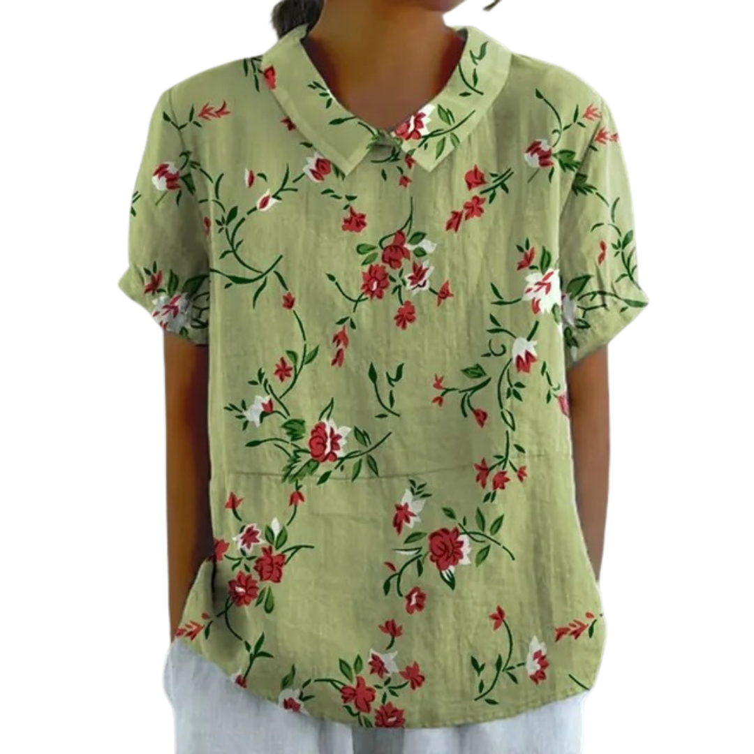 Cilka | Vrouwen Bloemenprint Casual Korte Mouwen Shirt - Lichtgewicht Zomer Blouse
