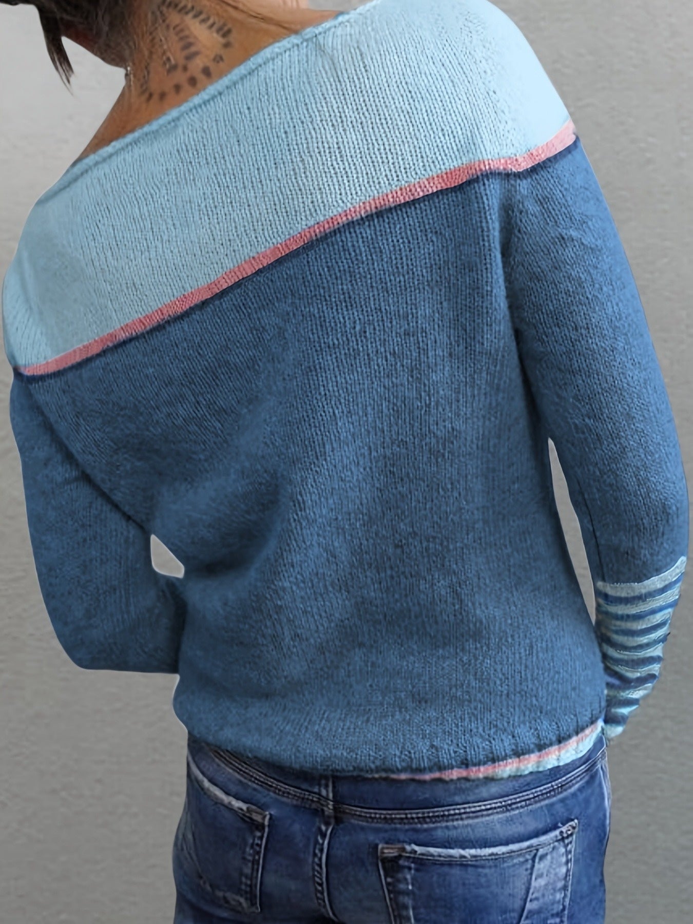 Nadica | Dames trui met lange mouwen – Kleurblok gebreid, casual warme pullover