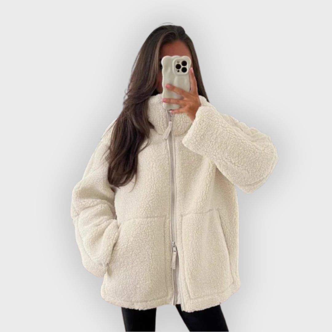 Chantal | Oversized fleecejas, opstaande kraag, comfortabele warme winterjas