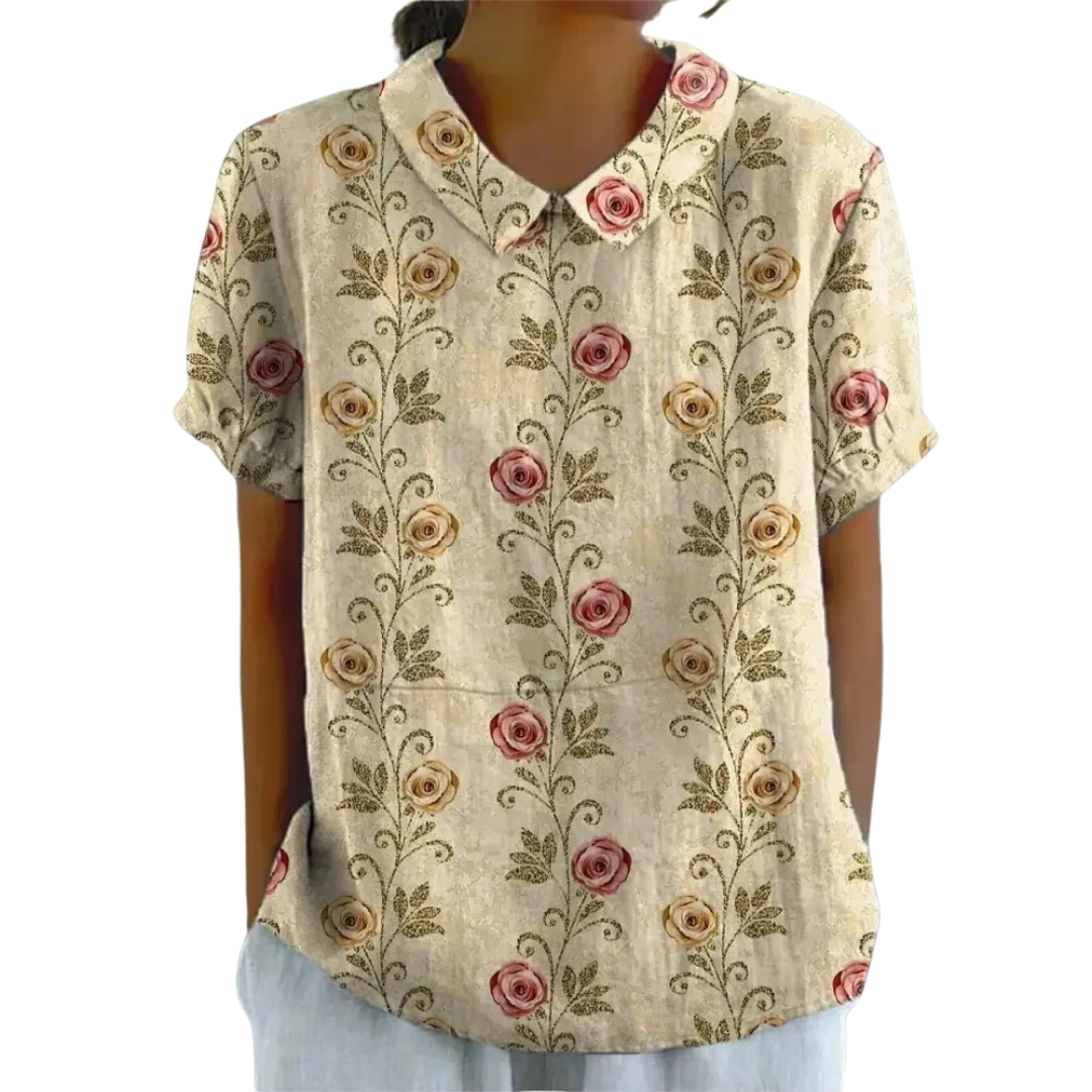 Cilka | Vrouwen Bloemenprint Casual Korte Mouwen Shirt - Lichtgewicht Zomer Blouse