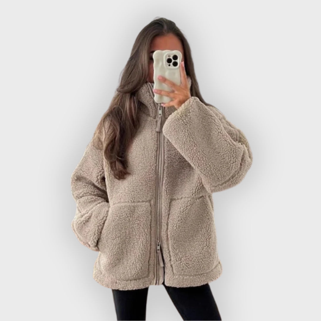 Chantal | Oversized fleecejas, opstaande kraag, comfortabele warme winterjas