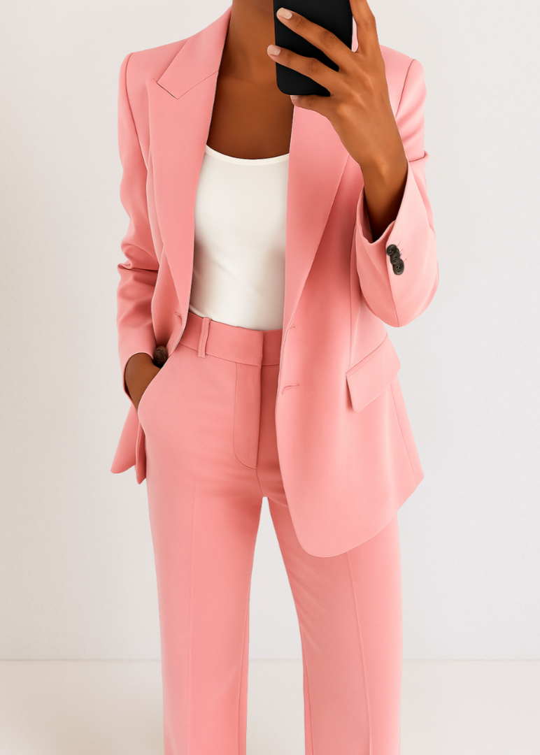 Tynara | Getailleerd tweedelig broekpak voor dames - blazer en broek met rechte pijpen, geschikt voor kantoor