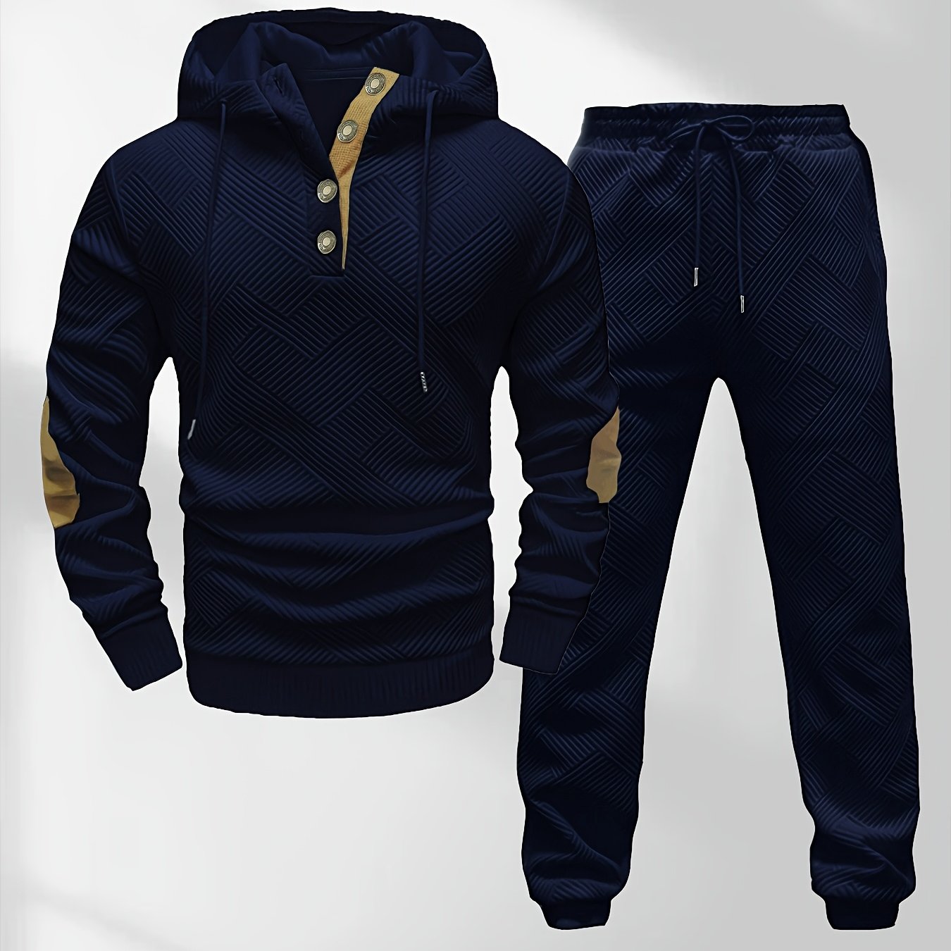 Petrus | Casual 2-delige gebreide jacquard hoodie en broek voor heren – Comfortabele modieuze sweatshirt en joggingpak