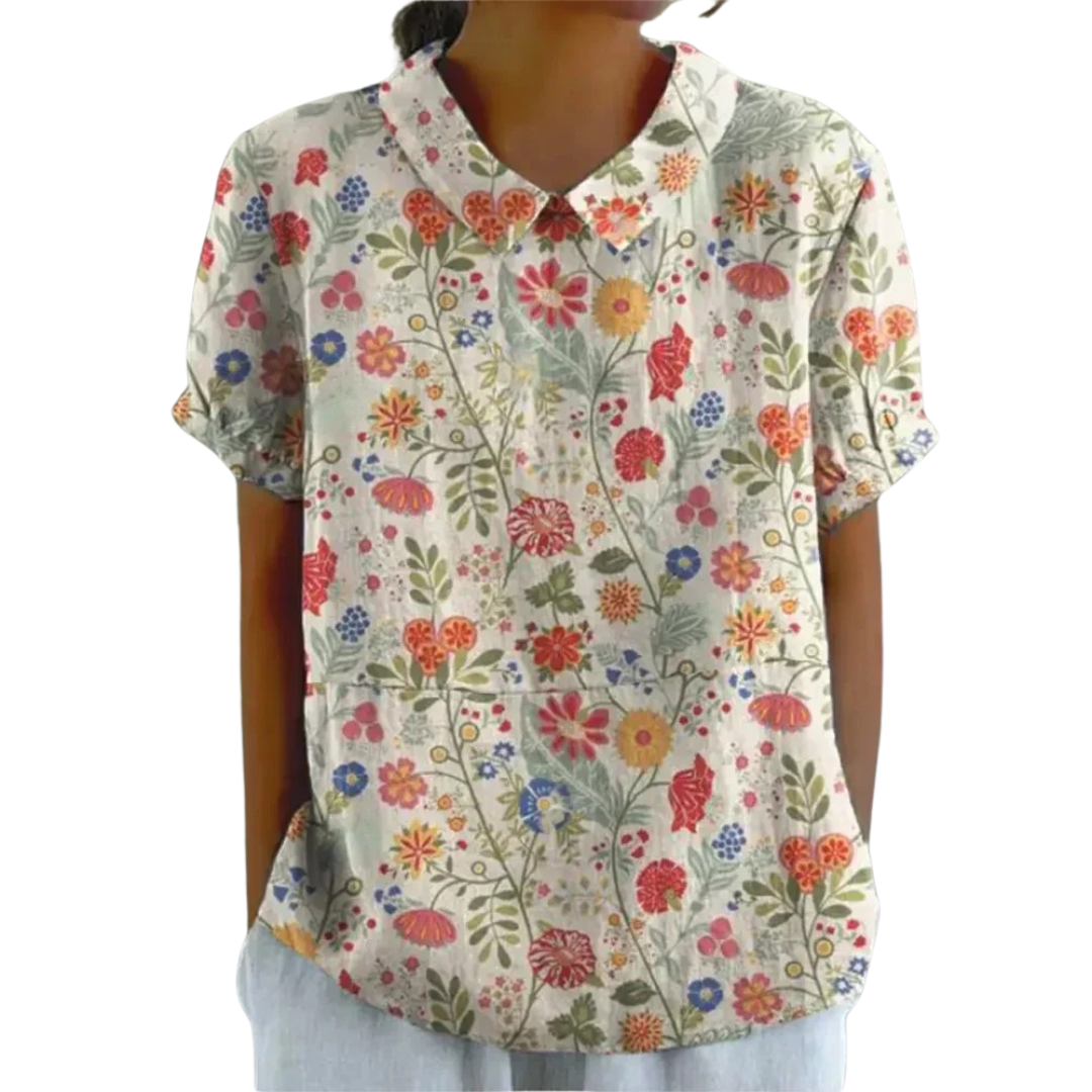 Cilka | Vrouwen Bloemenprint Casual Korte Mouwen Shirt - Lichtgewicht Zomer Blouse