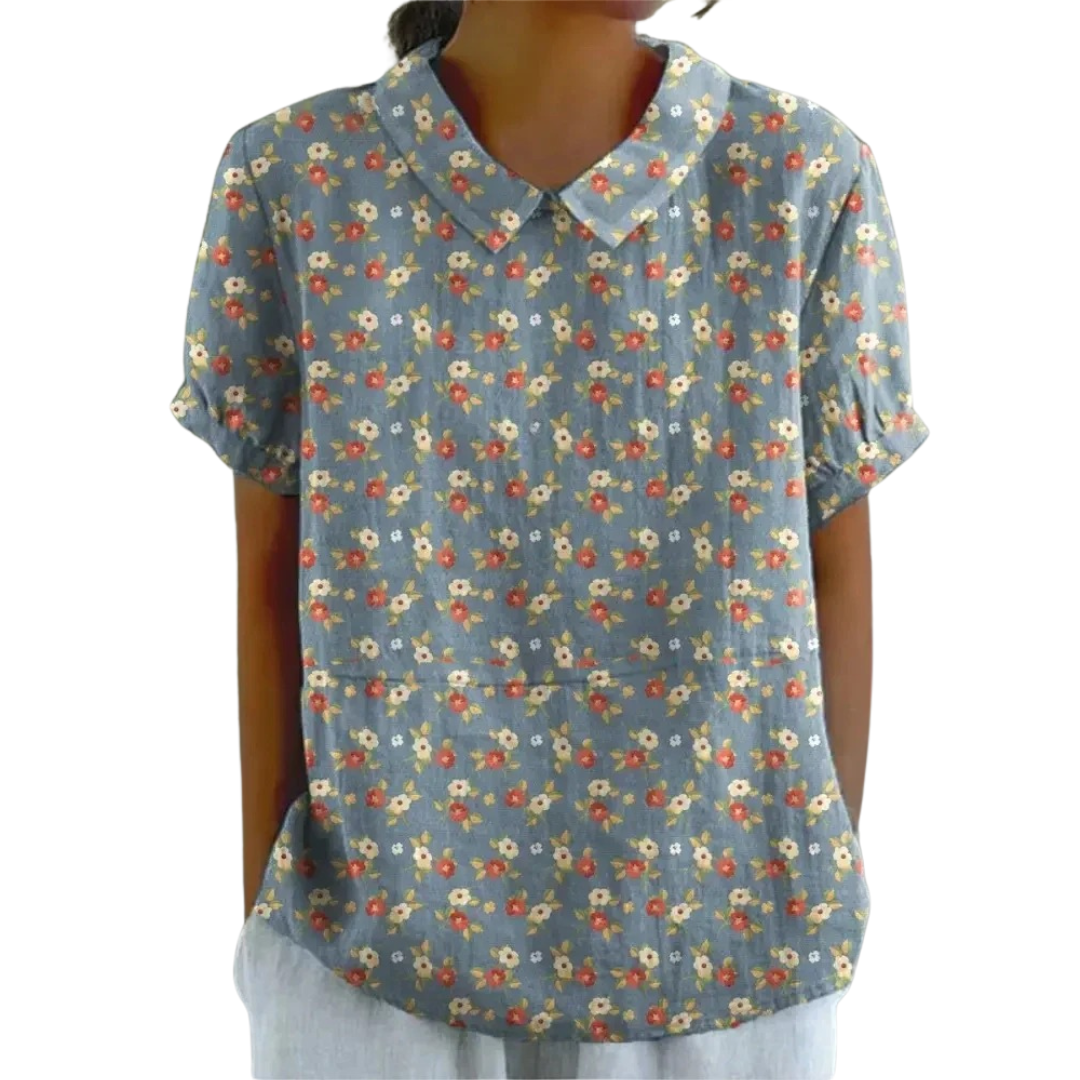 Cilka | Vrouwen Bloemenprint Casual Korte Mouwen Shirt - Lichtgewicht Zomer Blouse