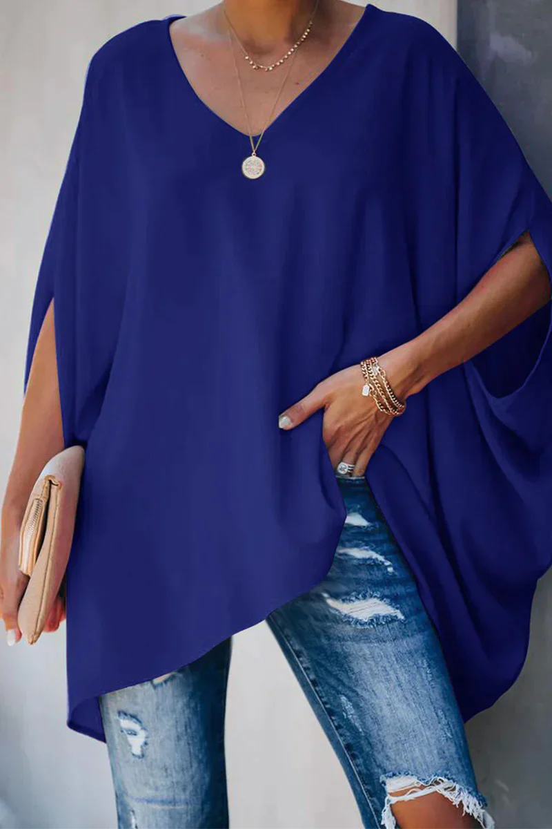 Sofie | Elegante losvallende damesblouse - wijd uitgesneden top met lange mouwen