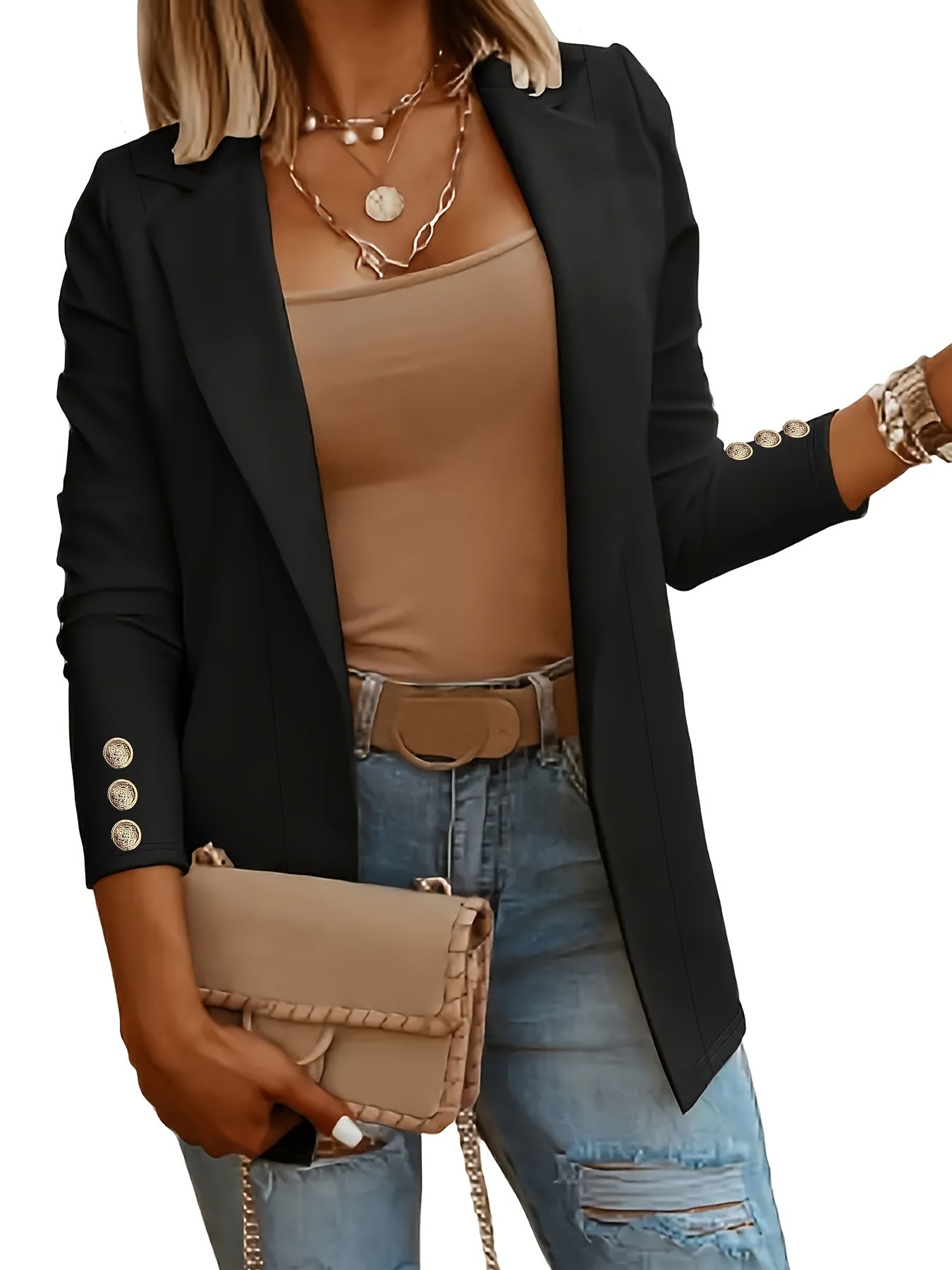 Albina | Blazerjasje met open voorkant voor dames - Casual Elegante werkkleding