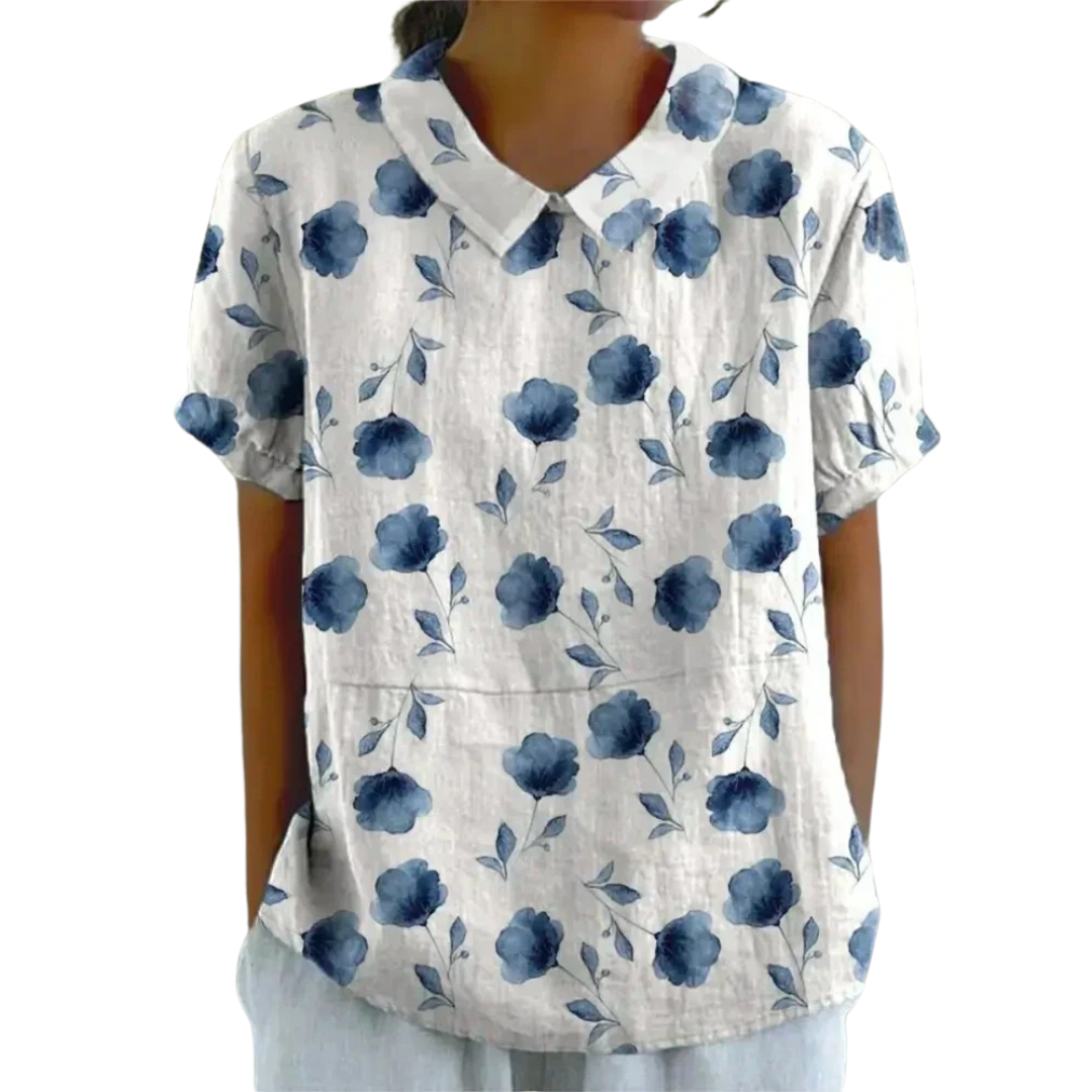 Cilka | Vrouwen Bloemenprint Casual Korte Mouwen Shirt - Lichtgewicht Zomer Blouse