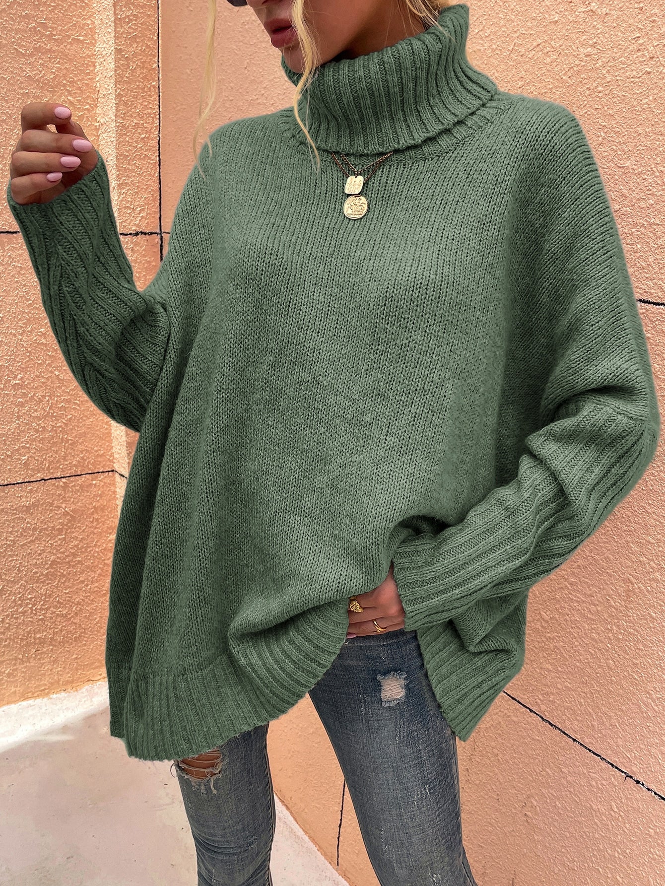 Marjeta | Oversized trui met verlaagde schouders en col – Casual chique breisel voor herfst en winter