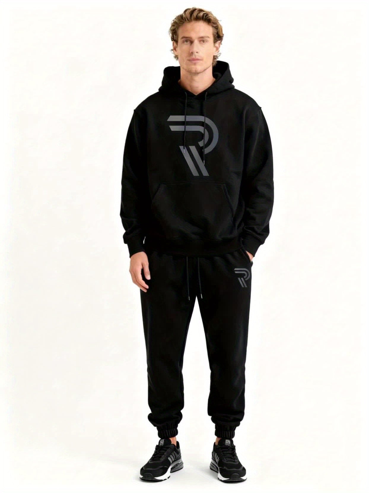 Knudsen | Sportieve hoodie en joggingbroek voor heren – “R”-logo, casual trainingspak, herfst/winter