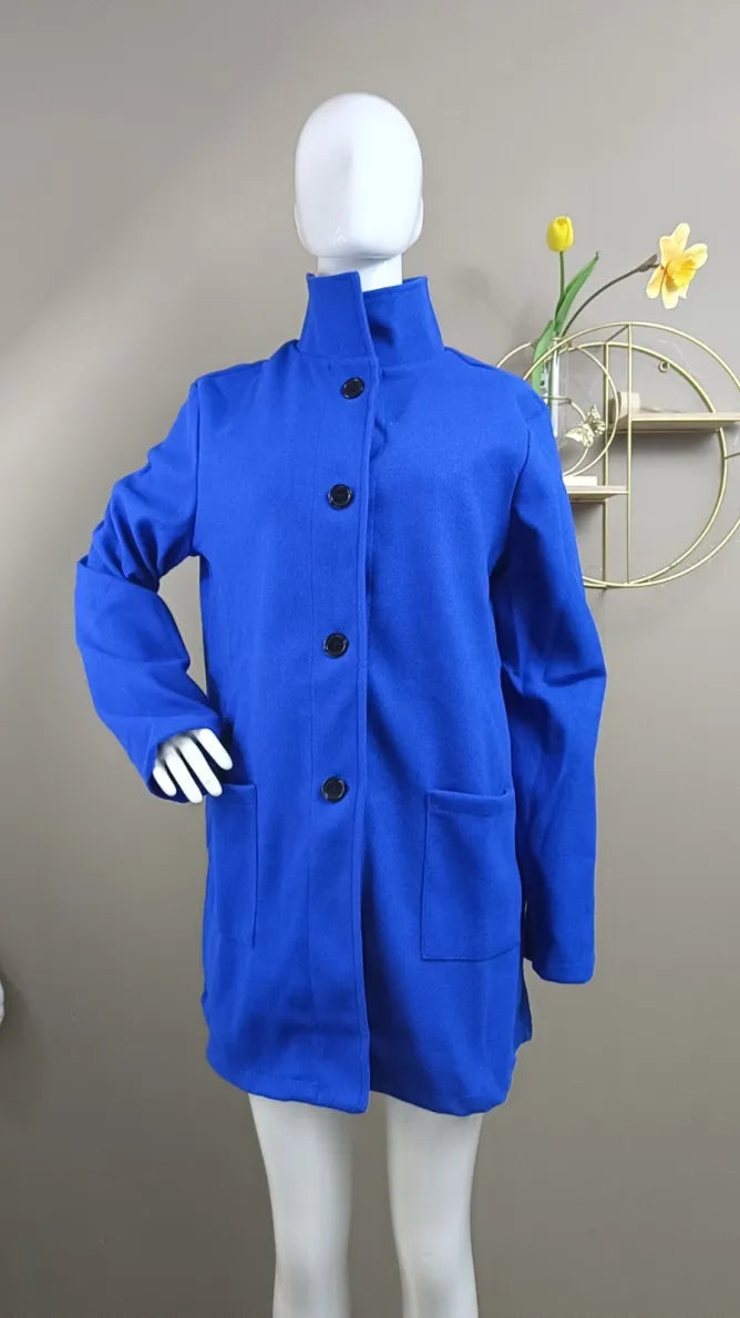 Orinda | Elegante lange damesjas met knoopsluiting - getailleerd, casual en chique bovenkleding
