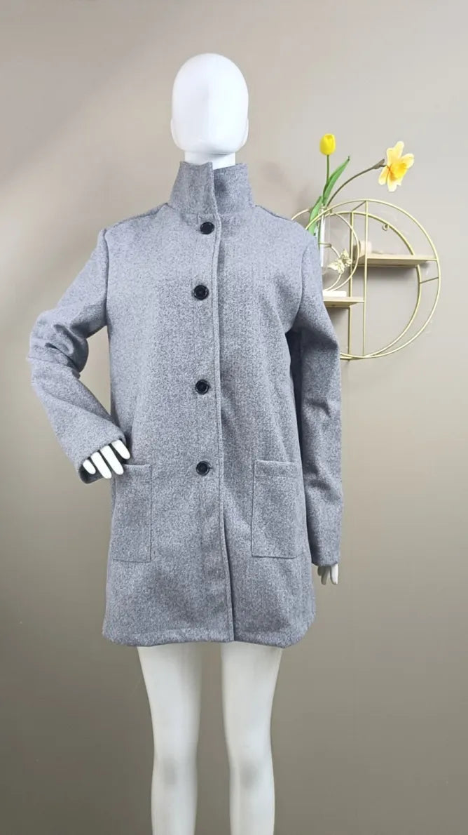 Orinda | Elegante lange damesjas met knoopsluiting - getailleerd, casual en chique bovenkleding