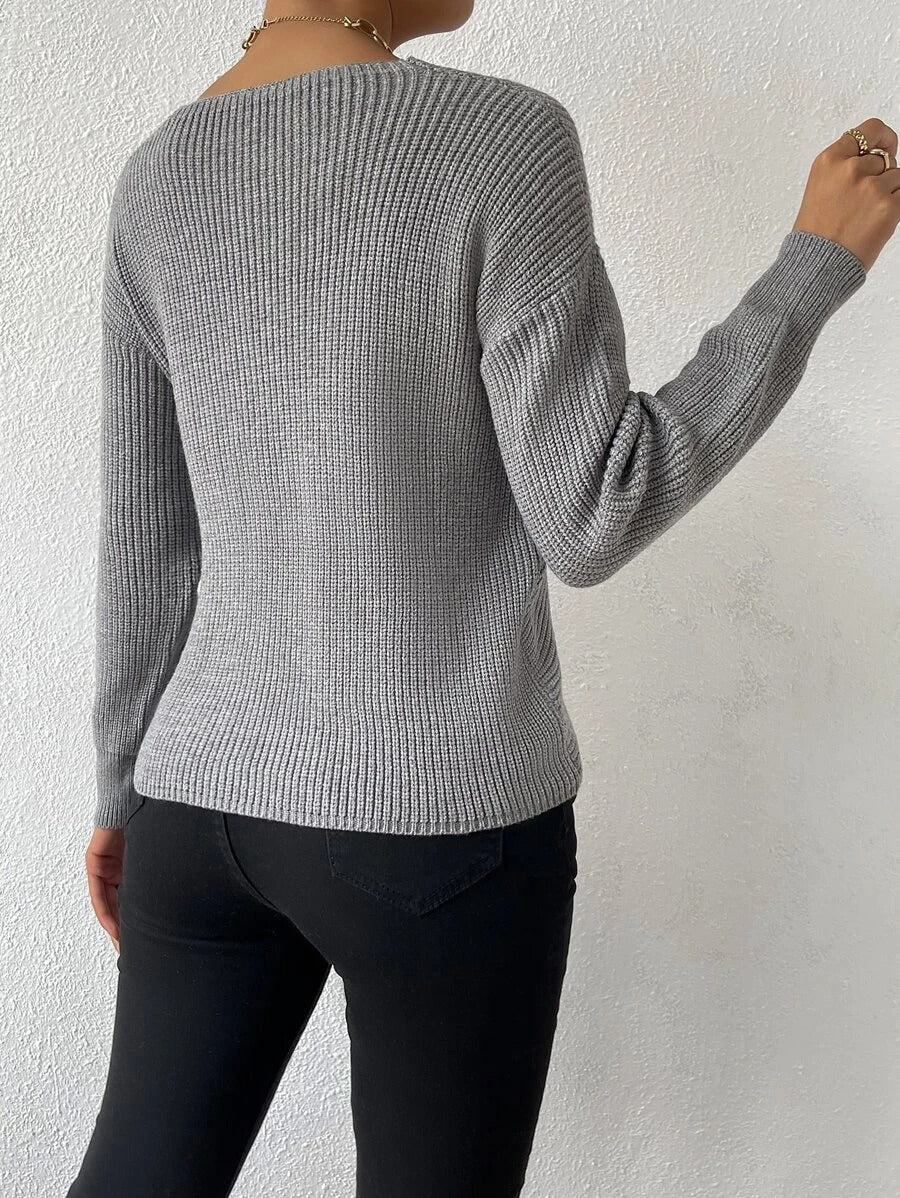 Cymbeline | Dames trui met V-hals en overslag – Lange mouwen, zachte, warme pullover voor casual en kantoorgebruik