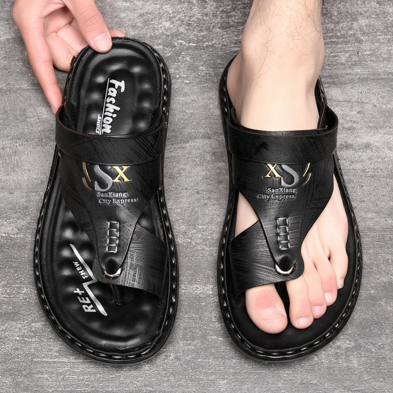 Xhavit | Heren sandalen van echt leer met teenlus hakband - comfortabel en casual