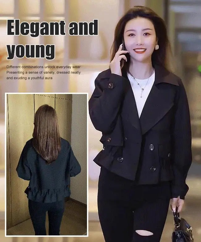 Kahlila | Chique, op Korea geïnspireerde korte trenchcoat voor dames – Lichtgewicht, stijlvolle bovenkleding