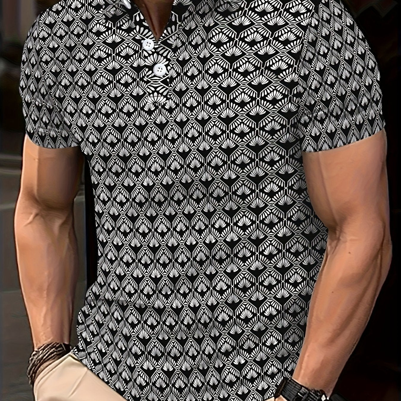 Severin | Casual Polo Shirt Heren - Korte Mouw Geometrische Print