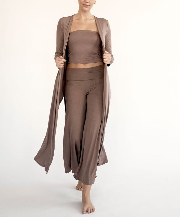 Juneth | Lang lichtgewicht gebreid damesvest van bamboe - ademend Maxi vest met open voorkant