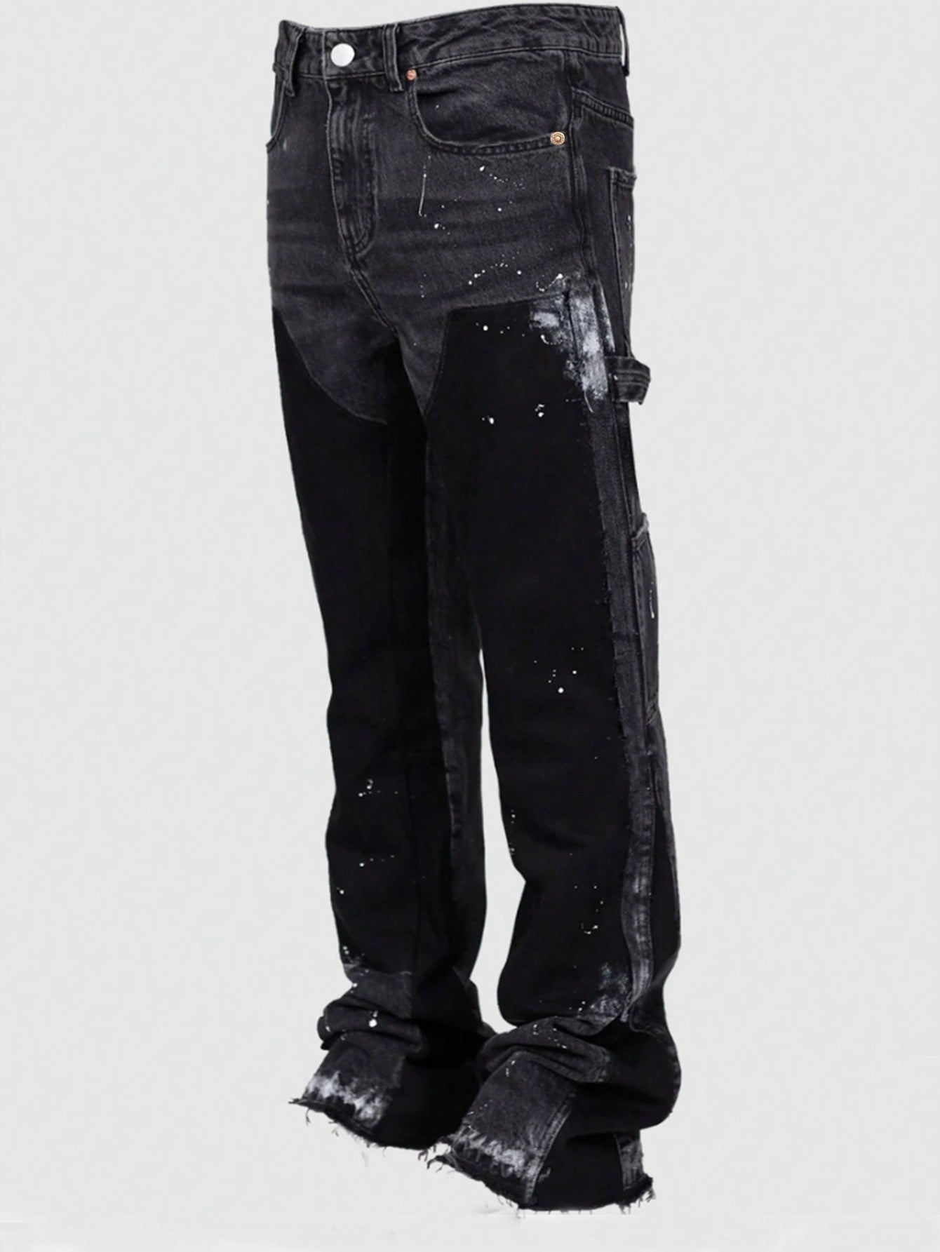 Elvio | Heren Y2K Retro Patchwork Distressed Jeans – Loszittende streetwear broek met kleurblokken