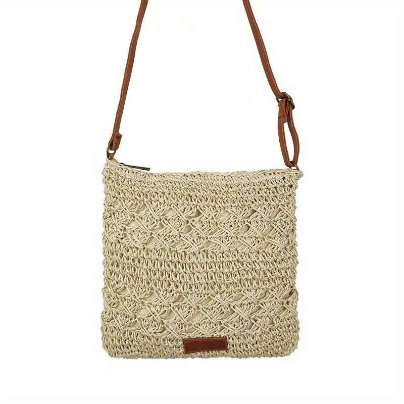 LinaBag | Chique papieren crossbody tas van stro