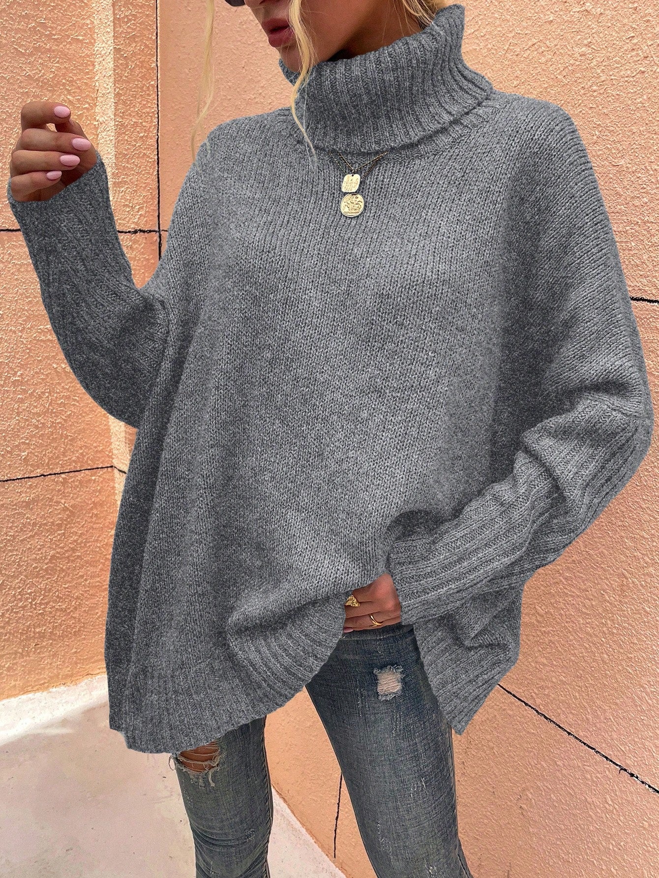 Marjeta | Oversized trui met verlaagde schouders en col – Casual chique breisel voor herfst en winter