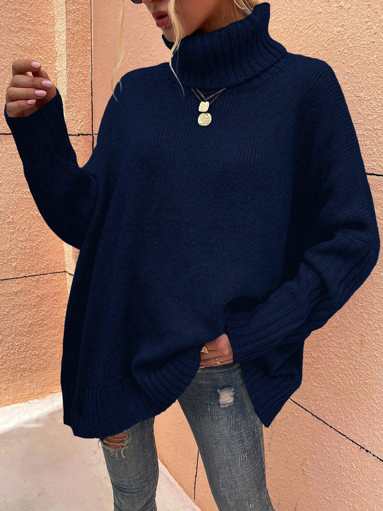Marjeta | Oversized trui met verlaagde schouders en col – Casual chique breisel voor herfst en winter