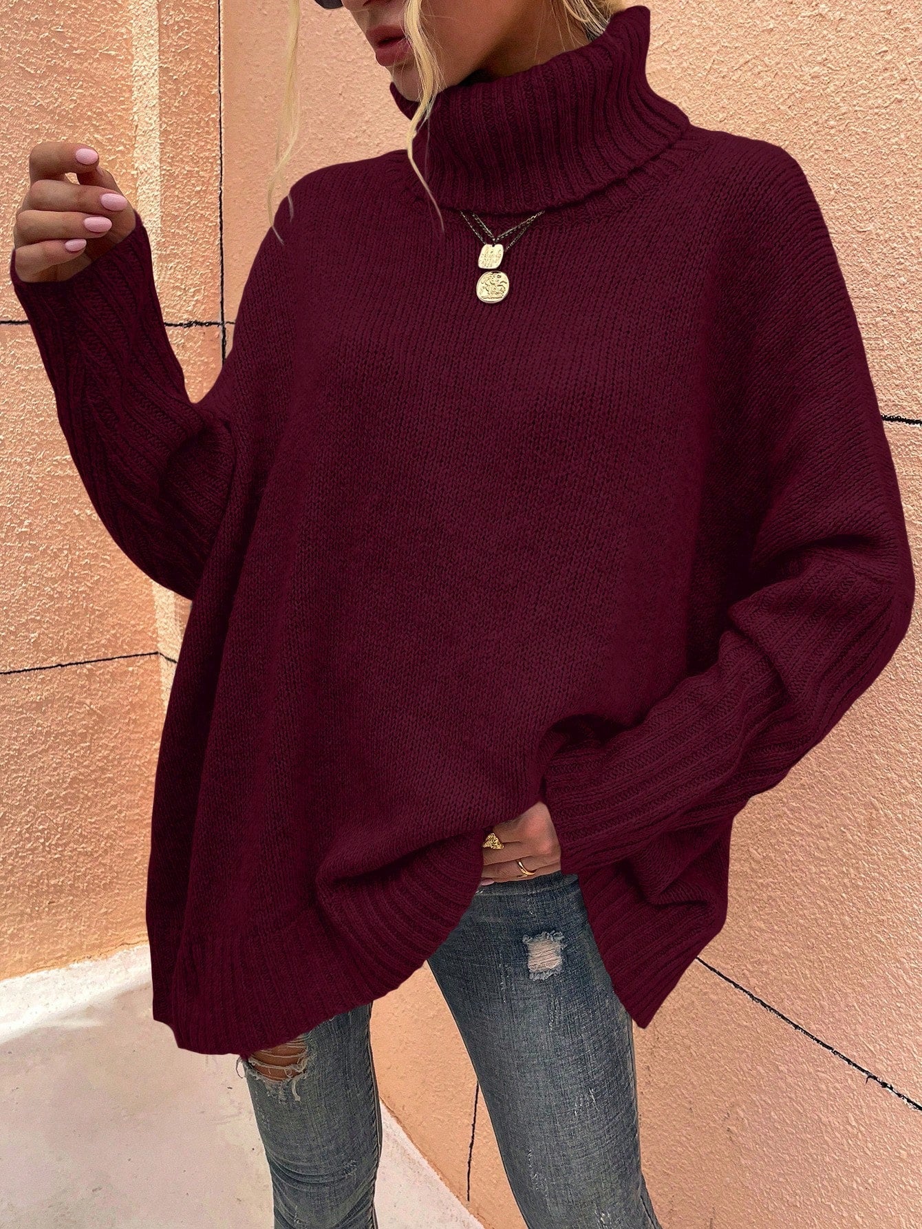 Marjeta | Oversized trui met verlaagde schouders en col – Casual chique breisel voor herfst en winter