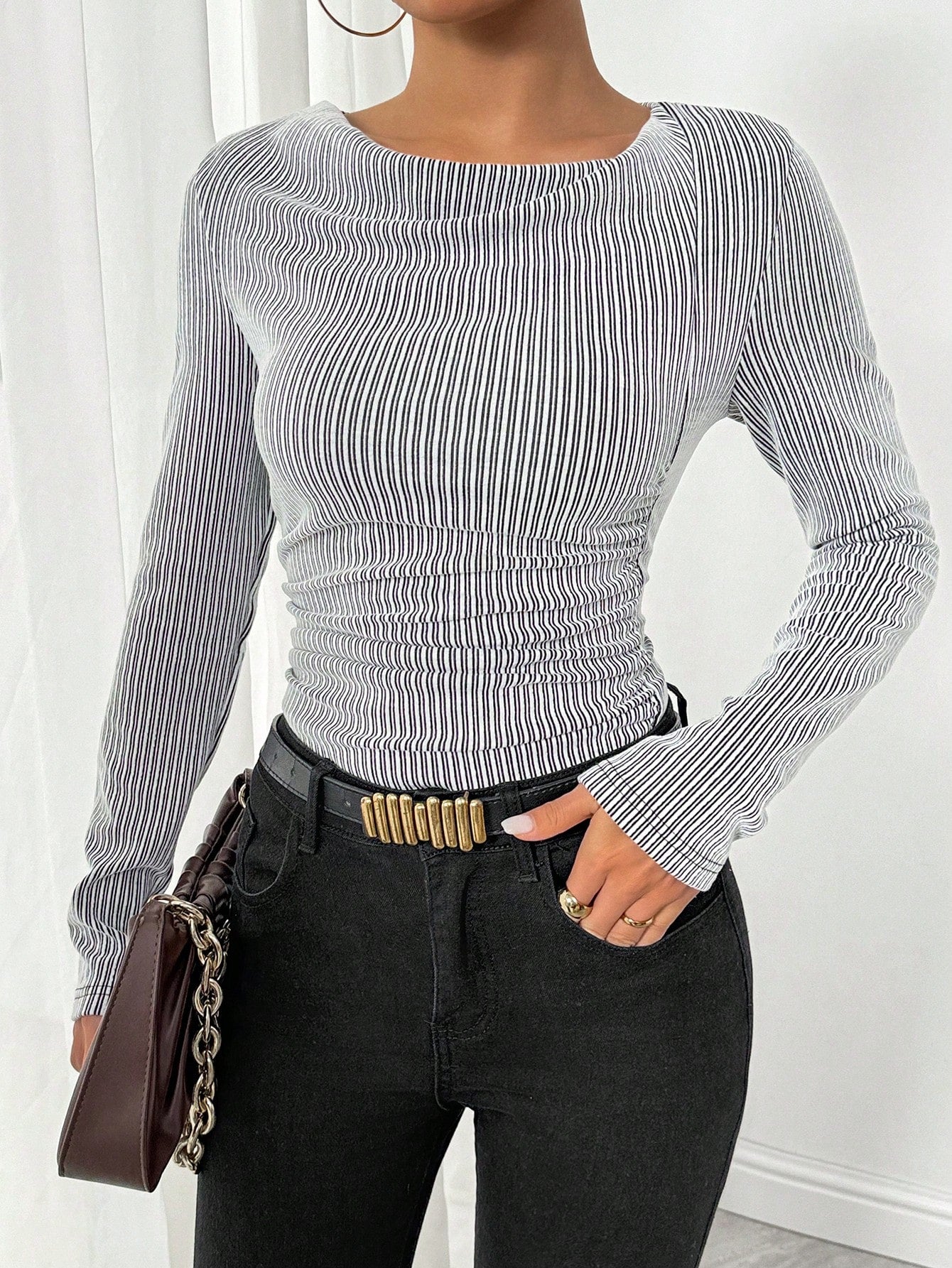 Martha | Slim Fit gebreide top met lange mouwen – Elegant stretchshirt voor herfst- en winteroutfits