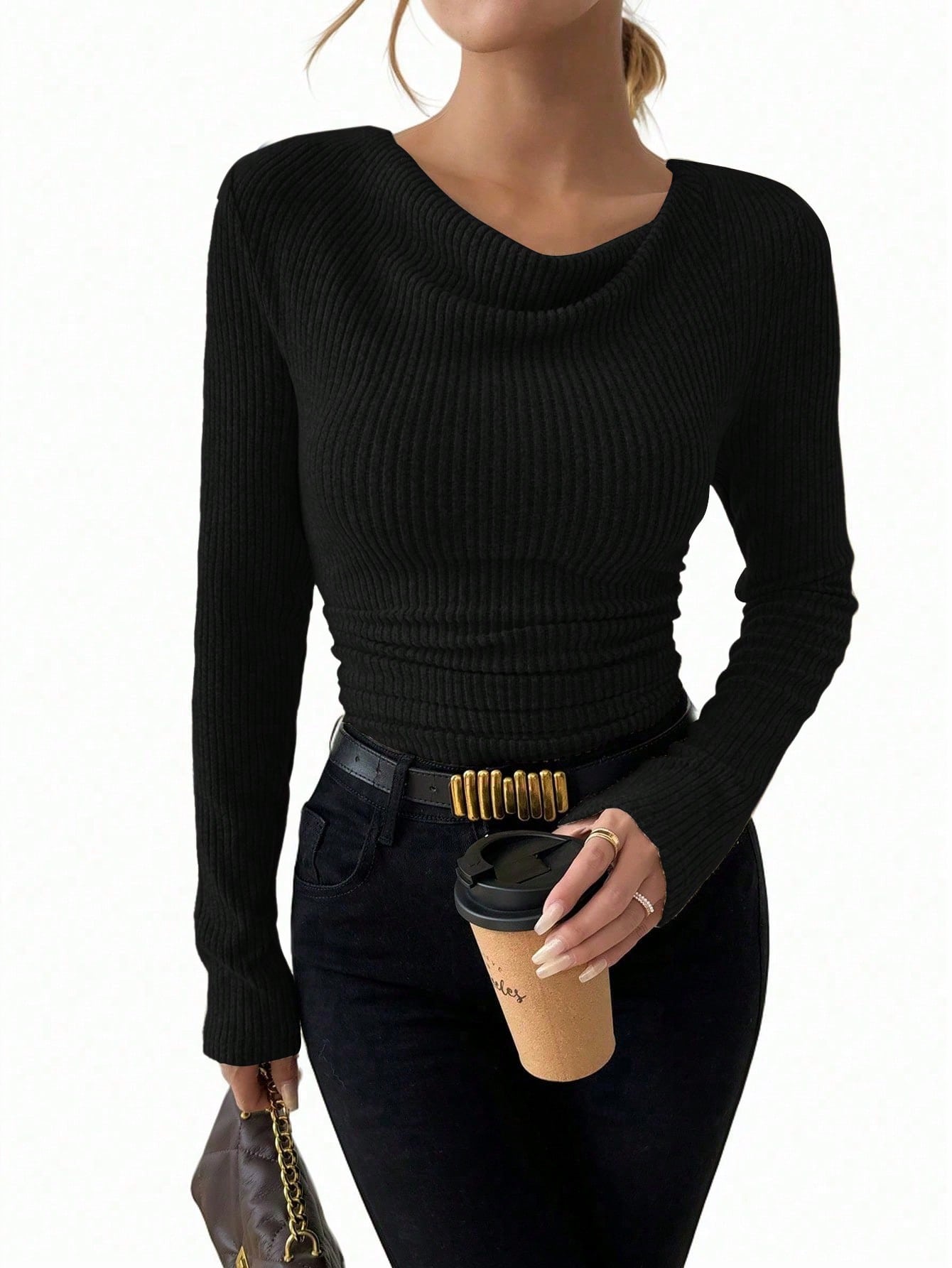 Martha | Slim Fit gebreide top met lange mouwen – Elegant stretchshirt voor herfst- en winteroutfits