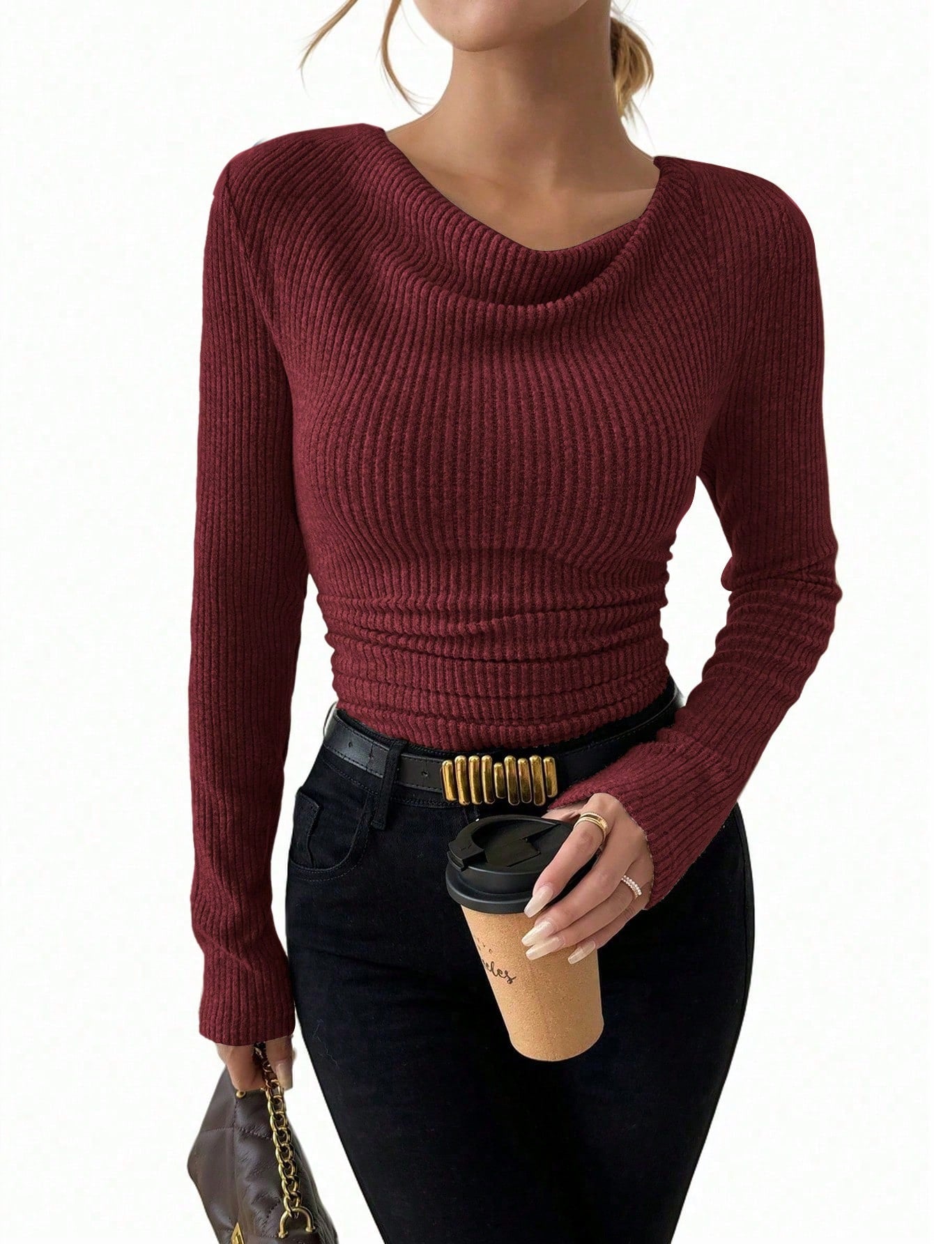 Martha | Slim Fit gebreide top met lange mouwen – Elegant stretchshirt voor herfst- en winteroutfits