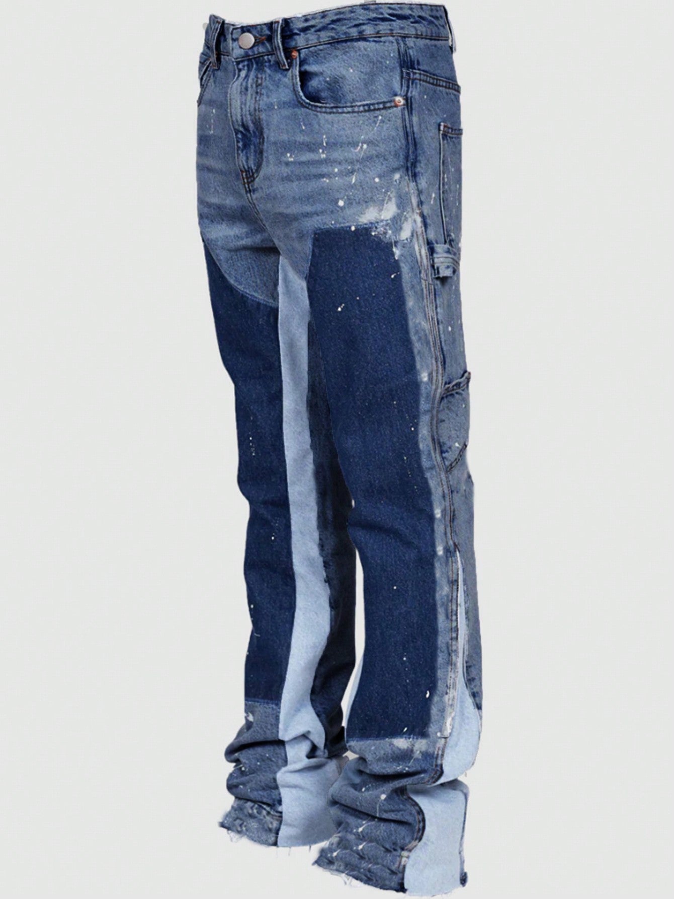 Elvio | Heren Y2K Retro Patchwork Distressed Jeans – Loszittende streetwear broek met kleurblokken