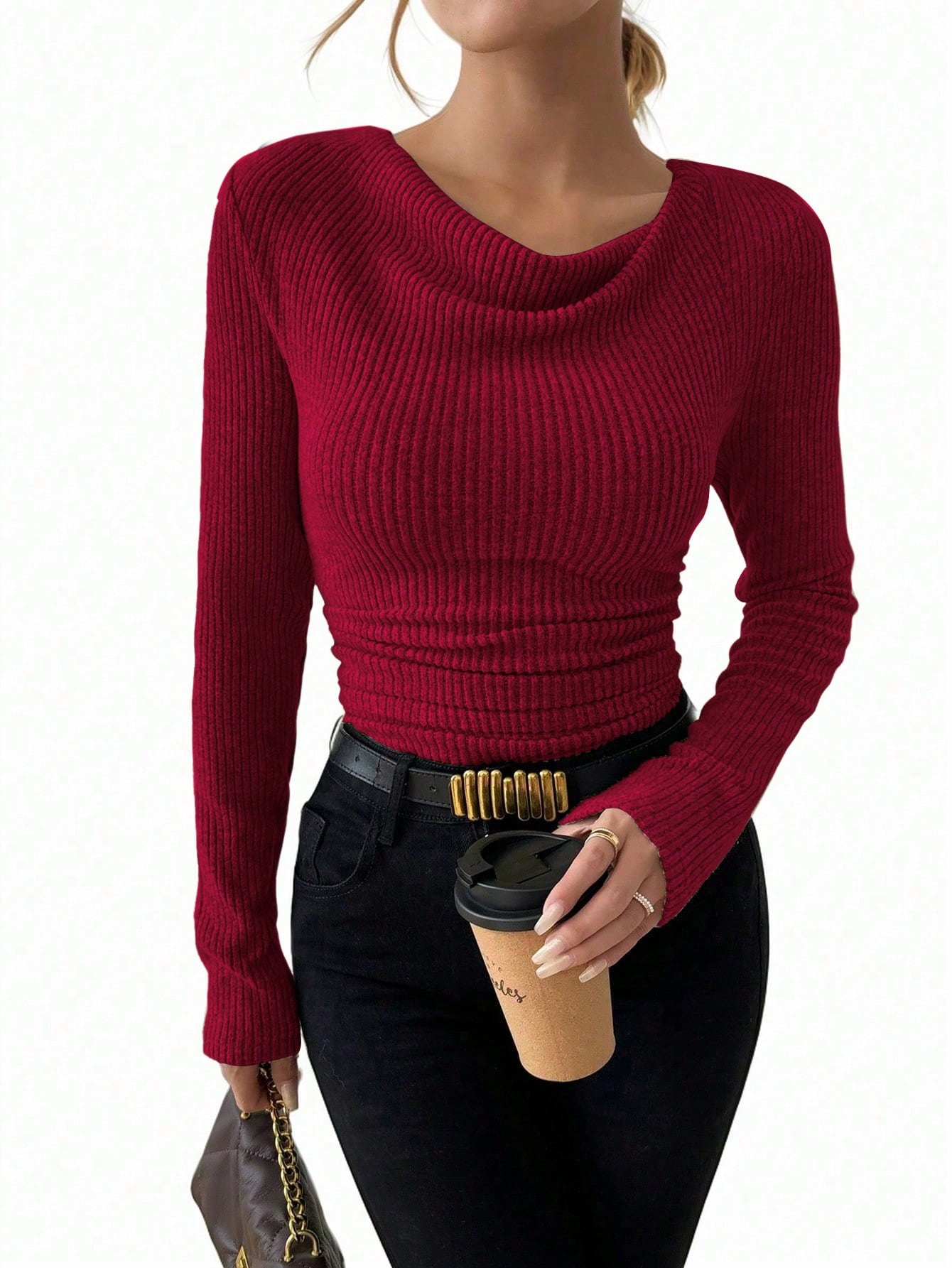 Martha | Slim Fit gebreide top met lange mouwen – Elegant stretchshirt voor herfst- en winteroutfits