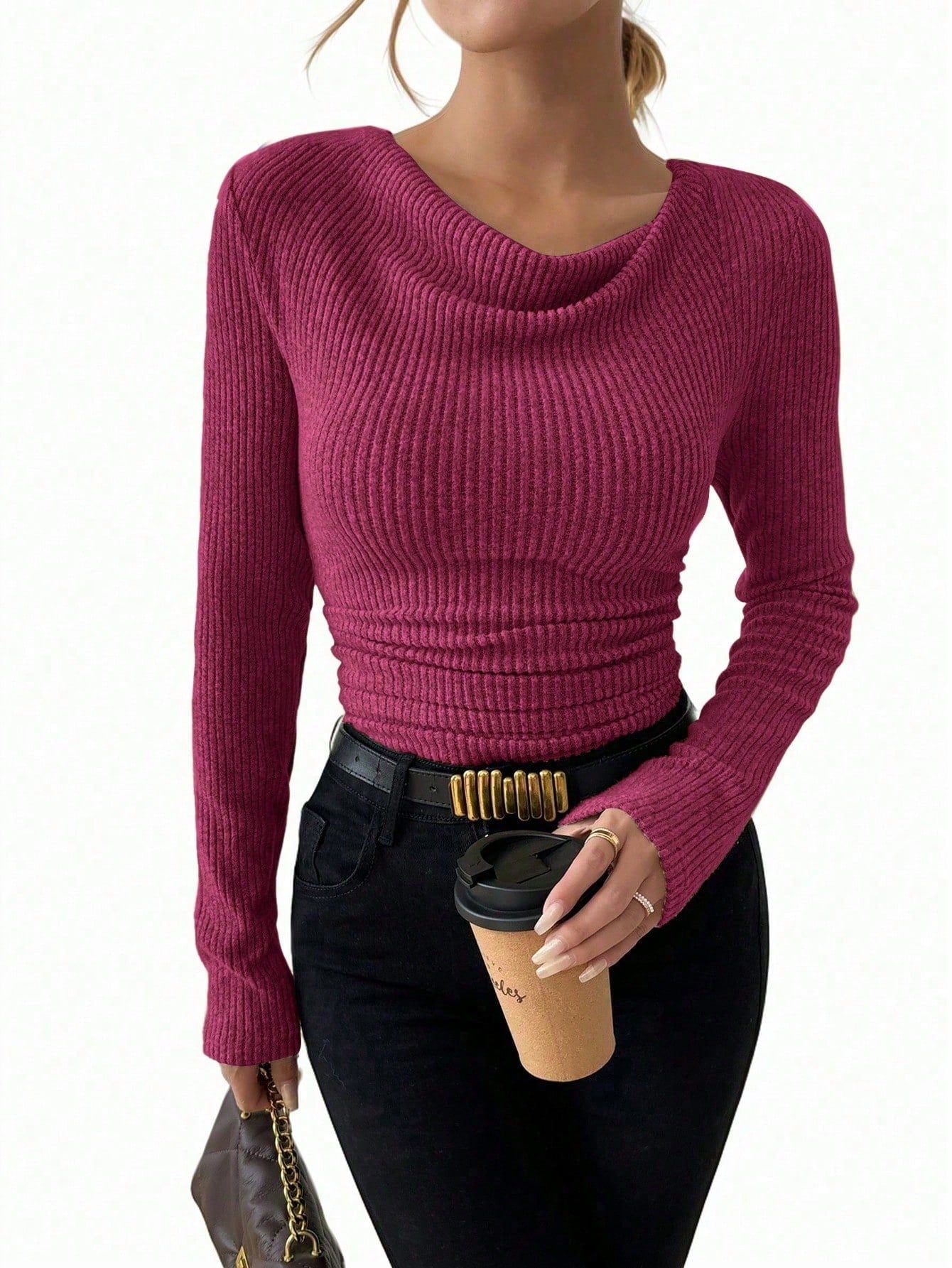 Martha | Slim Fit gebreide top met lange mouwen – Elegant stretchshirt voor herfst- en winteroutfits