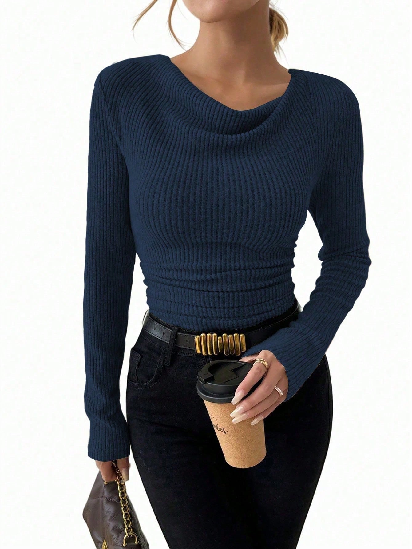 Martha | Slim Fit gebreide top met lange mouwen – Elegant stretchshirt voor herfst- en winteroutfits