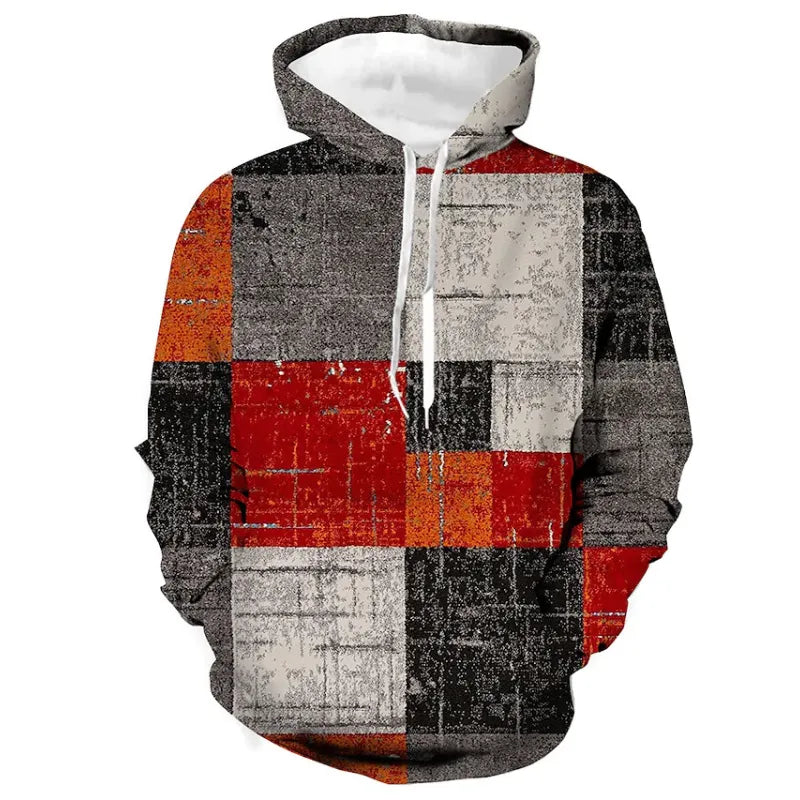 Orhan | Kleurrijke patchwork hoodie voor heren, Italiaans katoen, casual streetwear pullover