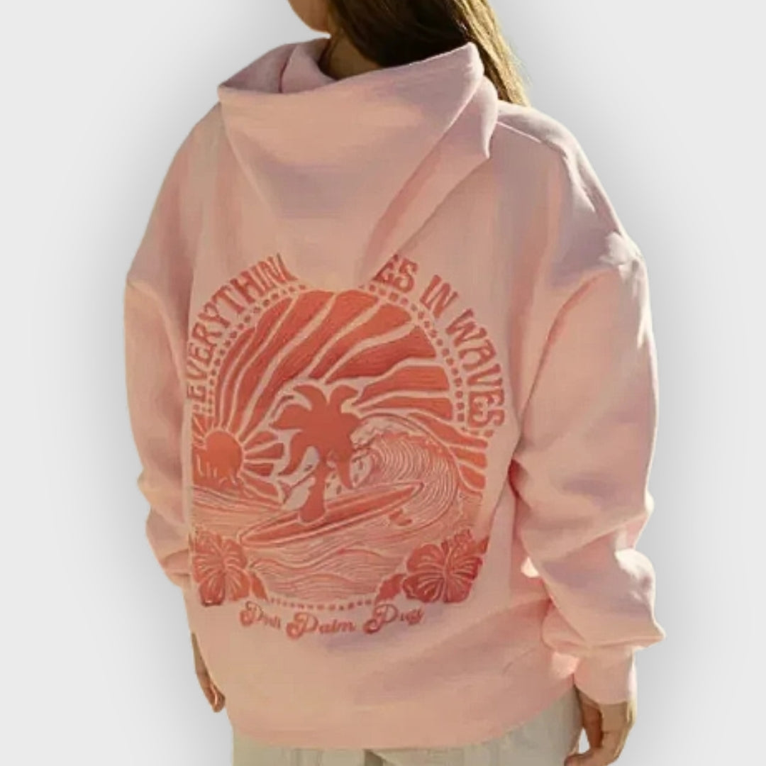Irish | Oversized hoodie voor dames van katoenmix, geborduurd ontwerp op de rug, casual sweatshirt