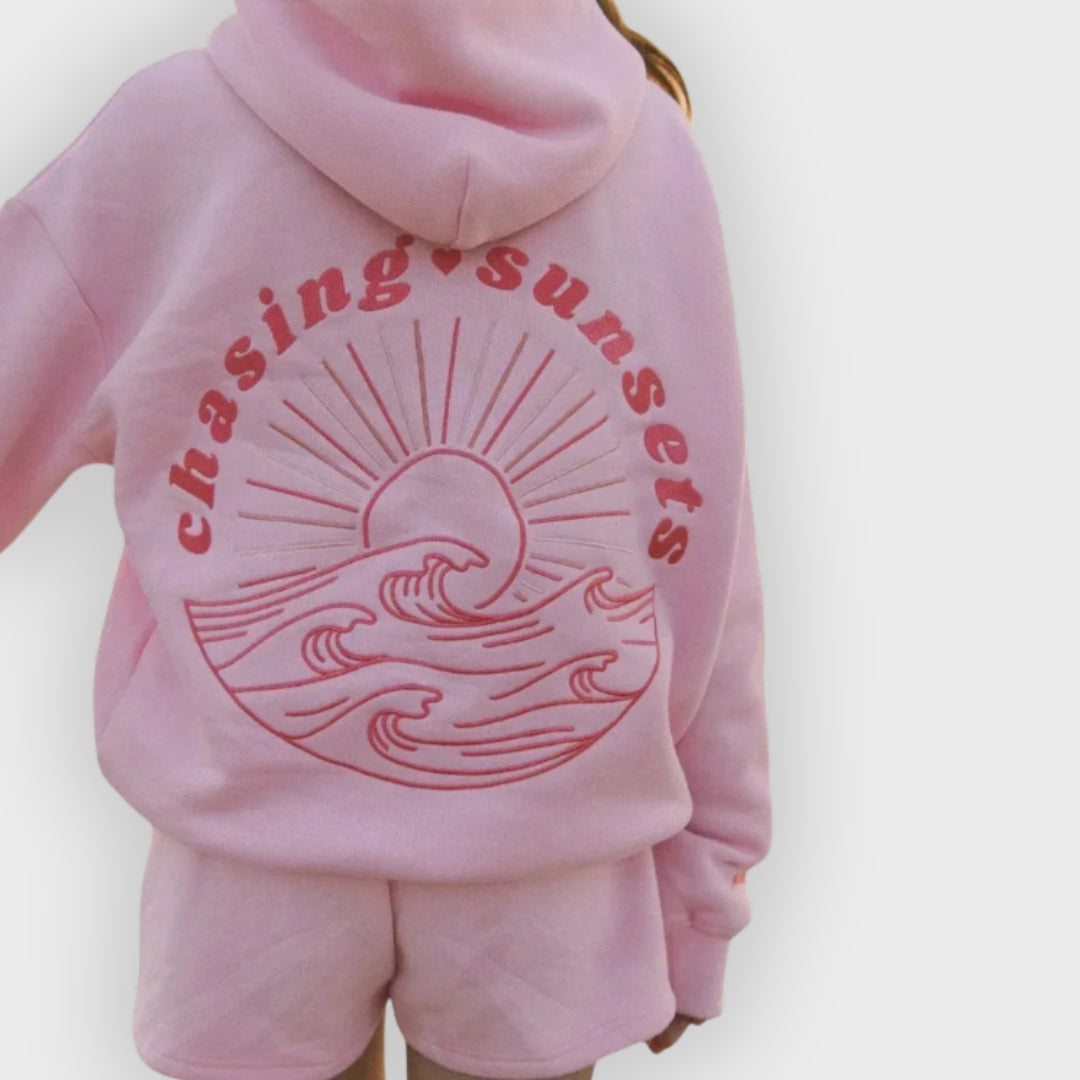 Irish | Oversized hoodie voor dames van katoenmix, geborduurd ontwerp op de rug, casual sweatshirt