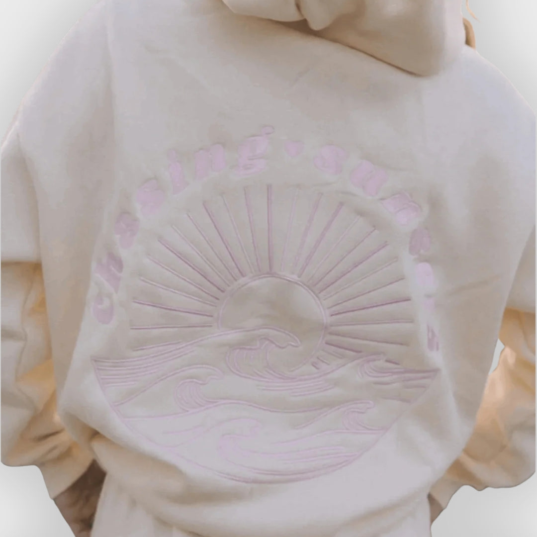Irish | Oversized hoodie voor dames van katoenmix, geborduurd ontwerp op de rug, casual sweatshirt