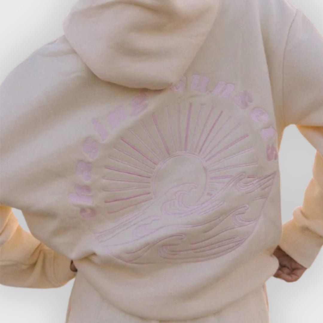 Irish | Oversized hoodie voor dames van katoenmix, geborduurd ontwerp op de rug, casual sweatshirt